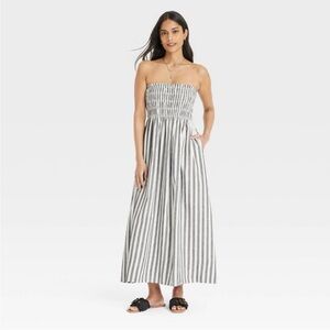 Striped Strapless Maxi Dress